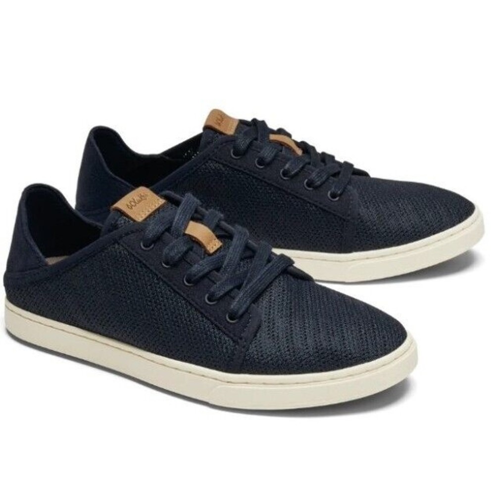 Olukai Women's Pehuea  trench blue Silt-Linen Lace up Shoe SZ 11 US